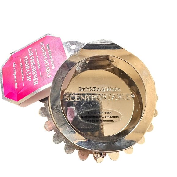 Bath & Body Works Scentportable Car Air Freshener Metal Visor Clip Pink Flower - Picture 5 of 7